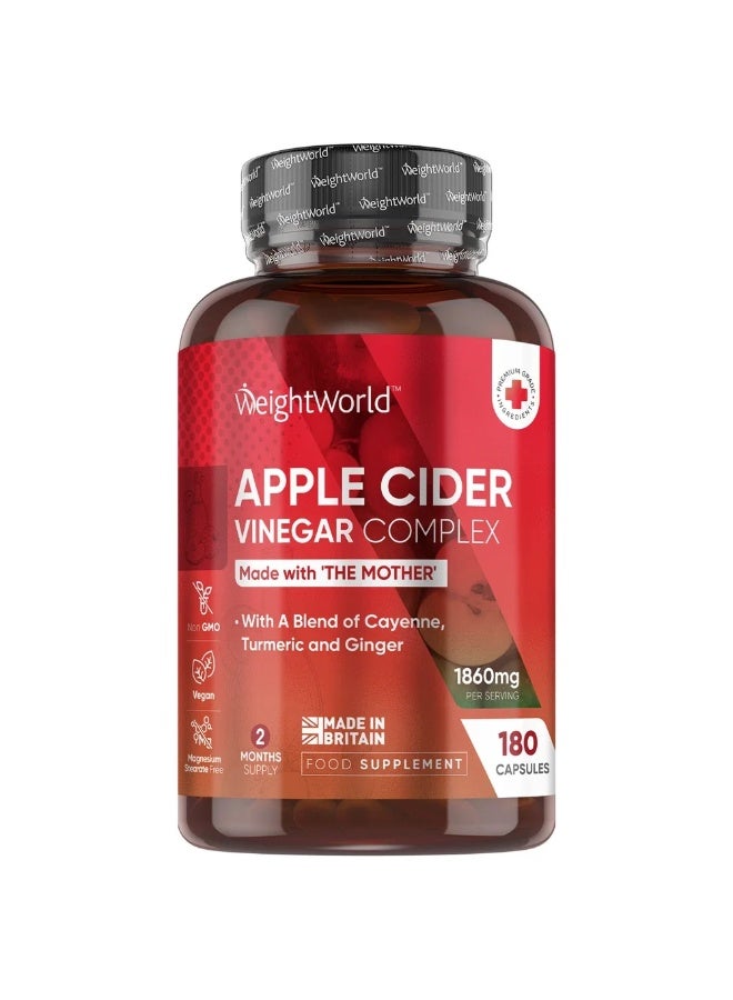 مركّب خل التفاح – 1860 ملغ – يدعم الهضم، التمثيل الغذائي وإدارة الوزن – 180 كبسولة – صنع في المملكة المتحدة - Image 1